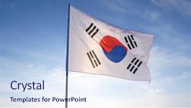  Presentation with korean flag - Amazing PPT theme having communism - south korean flag with blue backdrop and a sky blue colored foreground