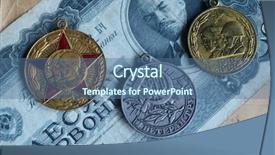  Presentation with soviet - Beautiful PPT layouts featuring communism - soviet numismatics vintage items backdrop and a ocean colored foreground