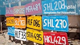  Presentation with communism - Presentation theme enhanced with communism - traditional handcrafted vehicle registration plates background and a teal colored foreground
