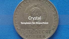  Presentation with hammer sickle - Slide deck consisting of communism - vintage withdrawn cccp sssr coin background and a gray colored foreground