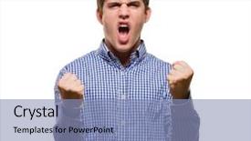  Presentation with communism - Beautiful presentation design featuring communism - young man showing his fist backdrop and a light blue colored foreground