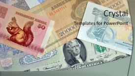  Presentation with money transfer applications - Cool new PPT layouts with communism usa - money banknotes background backdrop and a coral colored foreground