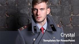  Presentation with communist - Beautiful PPT theme featuring communist - close-up portrait of russian military backdrop and a dark gray colored foreground