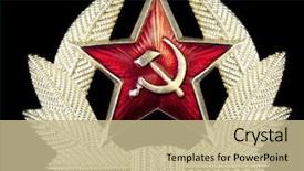  Presentation with communist - PPT theme with communist - pin badge with russian hammer background and a mint green colored foreground