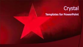  Presentation with communist - Audience pleasing PPT theme consisting of communist - red star hole cut backdrop and a crimson colored foreground