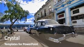  Presentation with classic car - Amazing PPT layouts having communist - view of havana street backdrop and a gray colored foreground