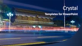  Presentation with south china sea - Beautiful presentation theme featuring communist china - traffic though before middle-south sea backdrop and a  colored foreground