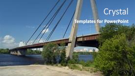  Presentation with communist - Amazing PPT theme having communist-occupation-builded-moscow-bridge backdrop and a ocean colored foreground