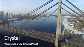  Presentation with winter river - PPT theme enhanced with communist occupation builded moscow bridge background and a wine colored foreground