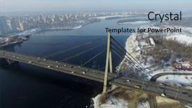  Presentation with winter river - Slides with communist occupation builded moscow bridge background and a light blue colored foreground