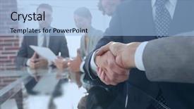  Presentation with conference - PPT theme consisting of community bank - handshake of business partners background and a  colored foreground