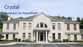  Presentation with building - Slide deck consisting of community bank - large professional building background and a  colored foreground