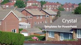  Presentation with housing community - Audience pleasing PPT layouts consisting of community building - typical english housing estate backdrop and a gray colored foreground