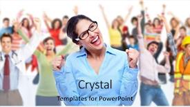  Presentation with community - Amazing theme having community care - group of happy people workers backdrop and a light blue colored foreground