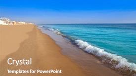  Presentation with beach - Colorful presentation theme enhanced with community center - guardamar del segura centre beach backdrop and a coral colored foreground