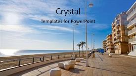  Presentation with beautiful spanish landscape costa blanca - Presentation design enhanced with community center - guardamar del segura centre beach background and a light blue colored foreground