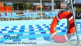  Presentation with pool lanes - Presentation theme with community center - life preserver by lanes background and a arctic colored foreground