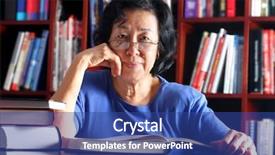  Presentation with reading and math - Beautiful presentation featuring community center - mature asian woman reading backdrop and a ocean colored foreground