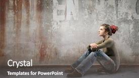  Presentation with alternative - Colorful slide set enhanced with community center - seated woman wearing alternative clothes backdrop and a gray colored foreground