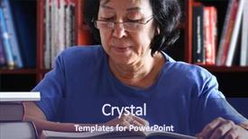  Presentation with senior asian - Theme consisting of community center - senior asian woman reading background and a navy blue colored foreground