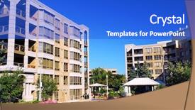  Presentation with condominium - Audience pleasing presentation theme consisting of community center - view of modern upscale condominium backdrop and a cobalt blue colored foreground