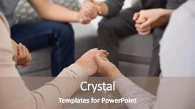  Presentation with community center - PPT theme featuring community center - young people holding hands background and a coral colored foreground