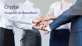  Presentation with pile - Theme with community dedication - business people making pile background and a  colored foreground