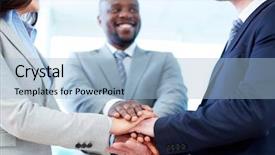  Presentation with partners - Audience pleasing slide deck consisting of community dedication - close-up of business partners making backdrop and a light blue colored foreground