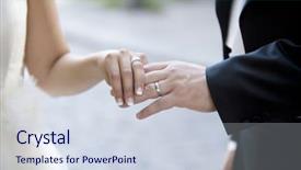  Presentation with dedication - PPT theme having community dedication - married couples hands close up background and a  colored foreground