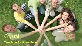  Presentation with dedication - PPT theme consisting of community dedication - people hands background and a tawny brown colored foreground