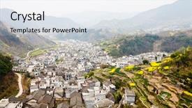  Presentation with rural development - Slides having community development - china rural landscape background and a lemonade colored foreground