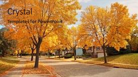  Presentation with neighborhood - Colorful theme enhanced with community development - suburban neighborhood in autumn backdrop and a gold colored foreground