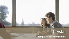  Presentation with diverse group of children reading - Audience pleasing presentation design consisting of community education - group of students backdrop and a coral colored foreground