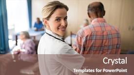  Presentation with community health nursing - Cool new PPT layouts with community health nursing - portrait of smiling female doctor backdrop and a violet colored foreground