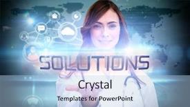  Presentation with nurse technology - Beautiful presentation theme featuring community health nursing - word solutions and portrait backdrop and a light blue colored foreground