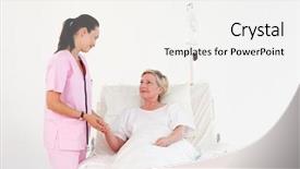  Presentation with nurse - Beautiful presentation theme featuring community health nursing - young nurse with a elderly backdrop and a white colored foreground