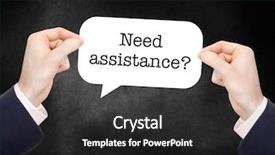  Presentation with community assistance - Theme featuring community helpers - assistance written on a speechbubble background and a dark gray colored foreground