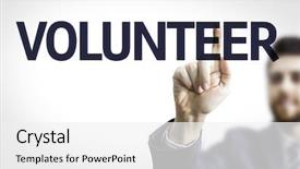  Presentation with volunteer - Slides having community helpers - business man pointing to transparent background and a white colored foreground