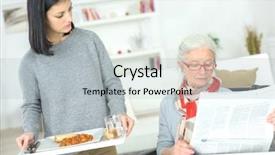  Presentation with carer - Presentation theme consisting of community helpers - carer serving a senior lady background and a light gray colored foreground