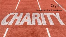  Presentation with charity - Amazing slide deck having community helpers - charity written on running track backdrop and a coral colored foreground