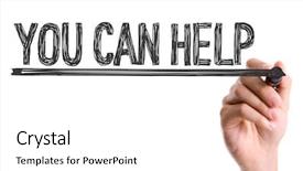  Presentation with of a helping hand - Audience pleasing presentation design consisting of community helpers - hand with marker writing backdrop and a white colored foreground