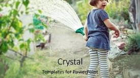  Presentation with community garden - PPT theme having community helpers - little happy girl watering garden background and a mint green colored foreground