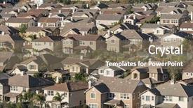  Presentation with los angeles - PPT theme with community house - dense large suburban hillside homes background and a violet colored foreground