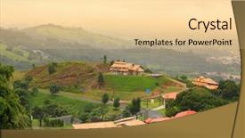  Presentation with community house - Cool new PPT theme with community house - scenic brazilian hill resort town backdrop and a blonde colored foreground