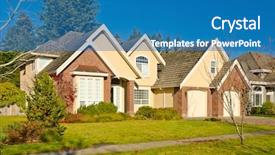  Presentation with community house - PPT theme enhanced with community house - very neat and tidy home background and a teal colored foreground