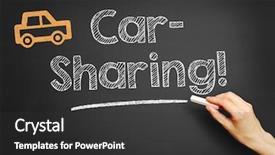  Presentation with carpooling - PPT layouts consisting of community mobilization course - hand writes car-sharing on blackboard background and a  colored foreground