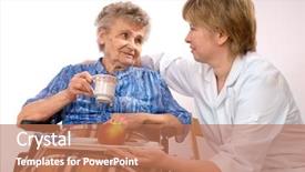  Presentation with elderly care - Slides having community nurse - health care worker and elderly background and a coral colored foreground
