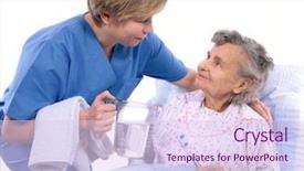  Presentation with community - PPT layouts enhanced with community nursing - nurse helps the senior woman background and a sky blue colored foreground