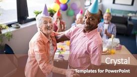  Presentation with happy birthday - Amazing slides having community nursing - portrait of happy senior couple backdrop and a coral colored foreground