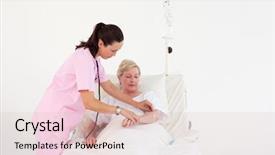  Presentation with elderly - Presentation theme enhanced with community nursing patient - young nurse with a elderly background and a lemonade colored foreground